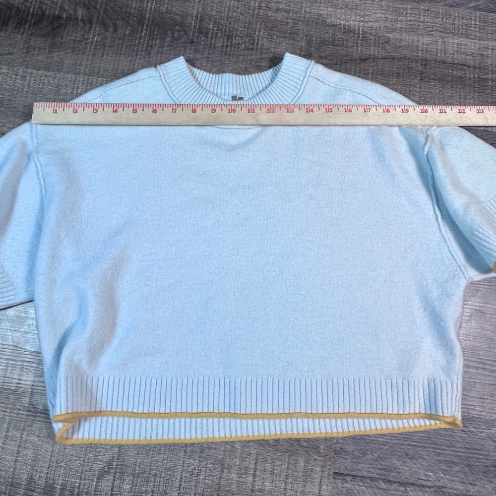 Anthropologie "The Goldie" Sweater Womens Small Blue 100% Cashmere Boxy Cropped - Picture 5 of 10